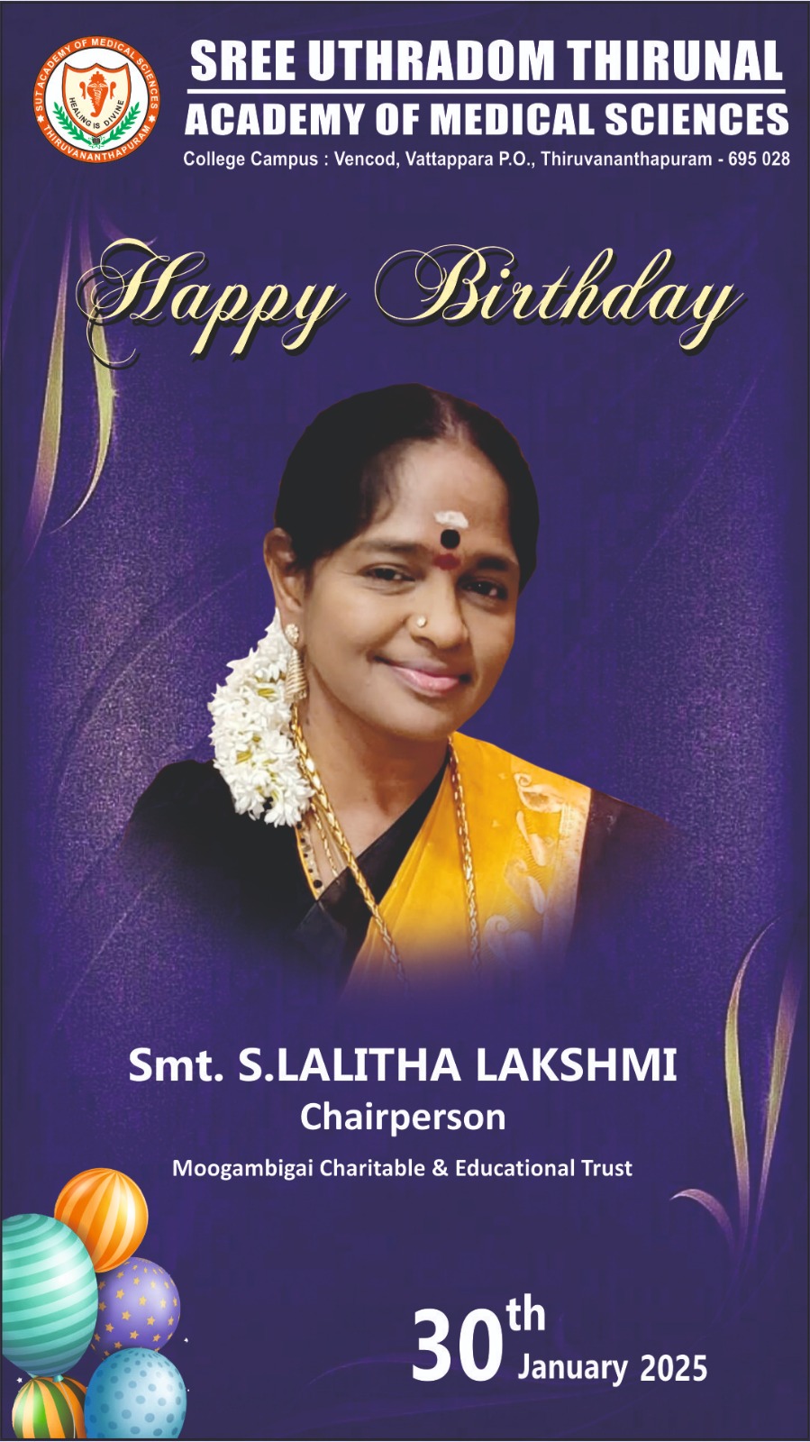 Wishing a Very Happy Birthday to Smt. S. Lalitha Lakshmi